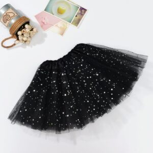 Sequin Tulle Tutu Skirt Ballet Kids Princess Dressup Party Baby Girls Dance Wear  Black  Kids