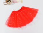 Sequin Tulle Tutu Skirt Ballet Kids Princess Dressup Party Baby Girls Dance Wear  Red  Kids