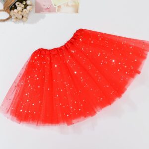 Sequin Tulle Tutu Skirt Ballet Kids Princess Dressup Party Baby Girls Dance Wear  Red  Kids