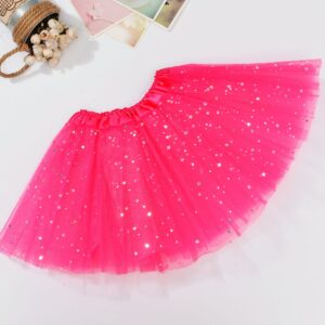 Sequin Tulle Tutu Skirt Ballet Kids Princess Dressup Party Baby Girls Dance Wear  Rose  Kids