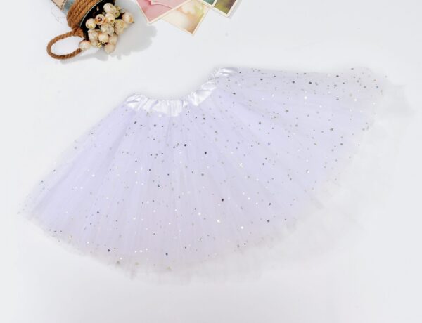 Sequin Tulle Tutu Skirt Ballet Kids Princess Dressup Party Baby Girls Dance Wear  White  Kids