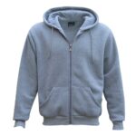 Adult Unisex Zip Plain Fleece Hoodie Hooded Jacket Mens Sweatshirt Jumper XS-8XL  Light Grey  S