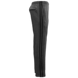 Men's Fleece Casual Sports Track Pants w Zip Pocket Striped Sweat Trousers S-6XL  Dark Grey  S