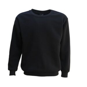 New Adult Unisex Plain Pullover Fleece Jumper Mens Long Sleeve Crew Neck Sweater  Black  S