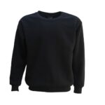 New Adult Unisex Plain Pullover Fleece Jumper Mens Long Sleeve Crew Neck Sweater  Black  2XL