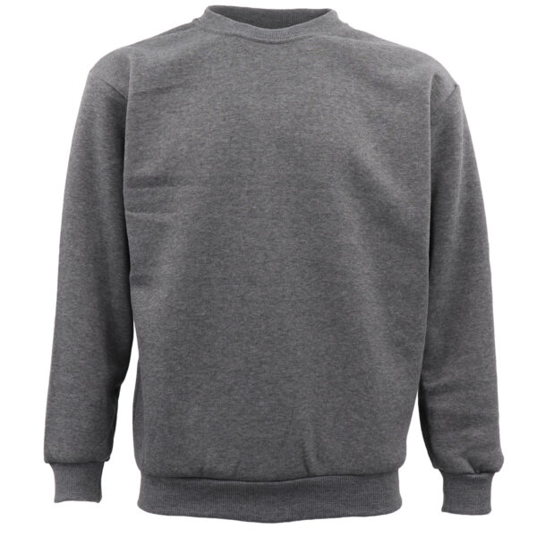 New Adult Unisex Plain Pullover Fleece Jumper Mens Long Sleeve Crew Neck Sweater  Grey  L