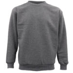 New Adult Unisex Plain Pullover Fleece Jumper Mens Long Sleeve Crew Neck Sweater  Grey  XL