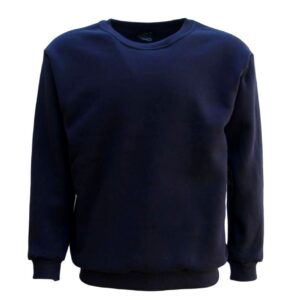 New Adult Unisex Plain Pullover Fleece Jumper Mens Long Sleeve Crew Neck Sweater  Navy  S