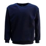 New Adult Unisex Plain Pullover Fleece Jumper Mens Long Sleeve Crew Neck Sweater  Navy  L