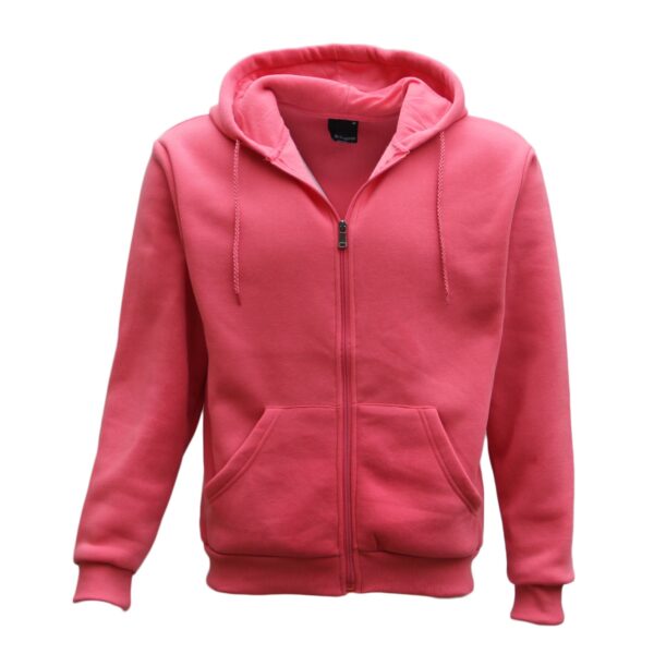 Adult Unisex Zip Plain Fleece Hoodie Hooded Jacket Mens Sweatshirt Jumper XS-8XL  Hot Pink  XS