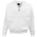 Adult Unisex Zip Plain Fleece Hoodie Hooded Jacket Mens Sweatshirt Jumper XS-8XL  White  S