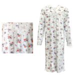 100% Cotton Women Nightie Night Gown Pajamas Pyjamas Winter Sleepwear PJs Dress  Red & Purple Flowers  14