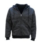 Men's Thick Zip Up Hooded Hoodie w Winter Sherpa Fur Jumper Coat Jacket Sweater  Black  S