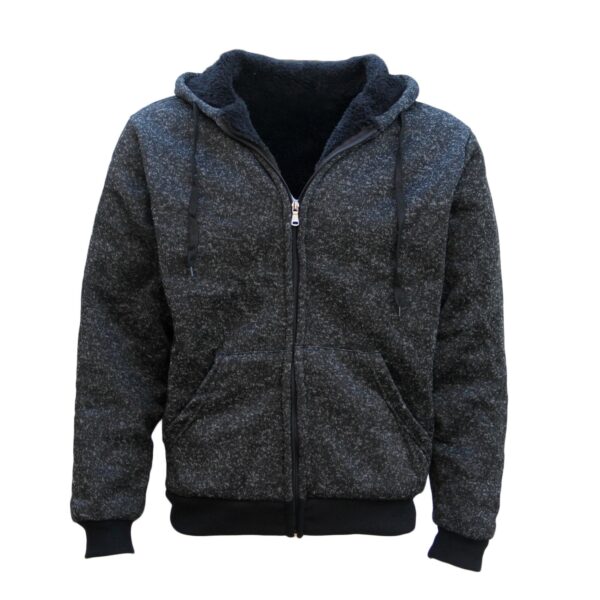 Men's Thick Zip Up Hooded Hoodie w Winter Sherpa Fur Jumper Coat Jacket Sweater  Black  M