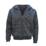 Men's Thick Zip Up Hooded Hoodie w Winter Sherpa Fur Jumper Coat Jacket Sweater  Dark Grey  S