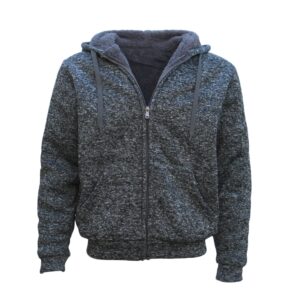 Men's Thick Zip Up Hooded Hoodie w Winter Sherpa Fur Jumper Coat Jacket Sweater  Dark Grey  S