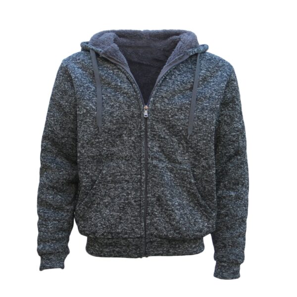 Men's Thick Zip Up Hooded Hoodie w Winter Sherpa Fur Jumper Coat Jacket Sweater  Dark Grey  2XL