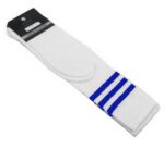 Mens Womens Sports Breathable Tube Long High Socks Knee Warm Casual Footy Soccer  White w Blue Stripes