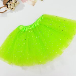 Sequin Tulle Tutu Skirt Ballet Kids Princess Dressup Party Baby Girls Dance Wear  Neon Green  Kids