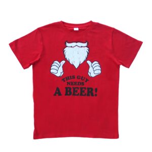 New Funny Adult Xmas Christmas T Shirt Tee Mens Womens 100% Cotton Jolly Ugly  This Guy Needs a Beer!  L