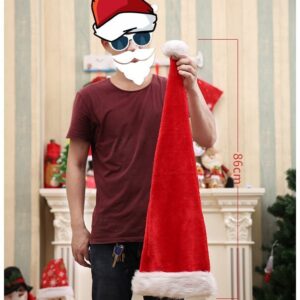 Christmas Unisex Adults Kids Novelty Hat Xmas Party Cap Santa Costume Dress Up  Long Santa Hat (Kids)