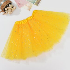 Sequin Tulle Tutu Skirt Ballet Kids Princess Dressup Party Baby Girls Dance Wear  Yellow  Kids