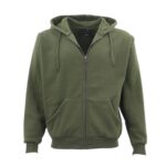 Adult Unisex Zip Plain Fleece Hoodie Hooded Jacket Mens Sweatshirt Jumper XS-8XL  Olive  2XL