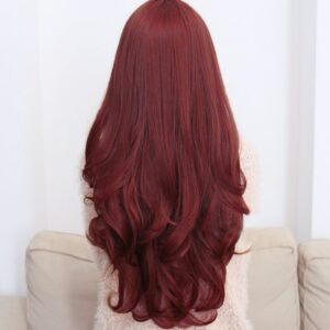 Long Wavy Curly Full Hair Wigs w Side Bangs Cosplay Costume Fancy Anime Womens  Burgundy