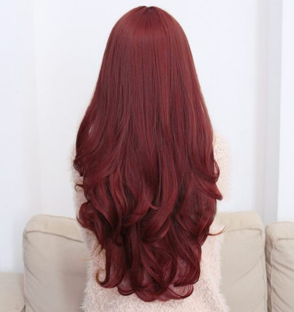 Long Wavy Curly Full Hair Wigs w Side Bangs Cosplay Costume Fancy Anime Womens  Burgundy