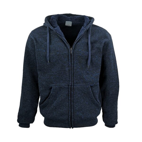 Men's Thick Zip Up Hooded Hoodie w Winter Sherpa Fur Jumper Coat Jacket Sweater  Navy  M