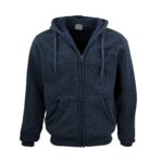 Men's Thick Zip Up Hooded Hoodie w Winter Sherpa Fur Jumper Coat Jacket Sweater  Navy  L