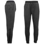 Mens Joggers Trousers Gym Sport Casual Sweat Track Pants Cuffed Hem w Zip Pocket  Black  M