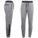 Mens Joggers Trousers Gym Sport Casual Sweat Track Pants Cuffed Hem w Zip Pocket  Light Grey  M