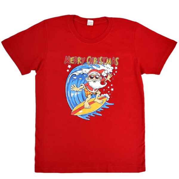 New Funny Adult Xmas Christmas T Shirt Tee Mens Womens 100% Cotton Jolly Ugly  Santa Surf (Red)  M