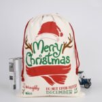 50x70cm Canvas Hessian Christmas Santa Sack Xmas Stocking Reindeer Kids Gift Bag  Cream - Merry Xmas w Antler