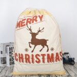 50x70cm Canvas Hessian Christmas Santa Sack Xmas Stocking Reindeer Kids Gift Bag  Cream - Reindeer