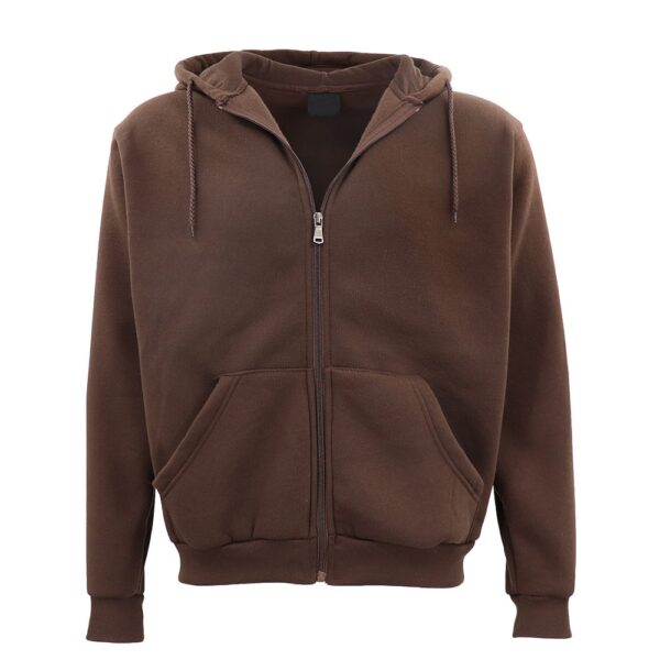 Adult Unisex Zip Plain Fleece Hoodie Hooded Jacket Mens Sweatshirt Jumper XS-8XL  Brown  M