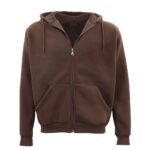 Adult Unisex Zip Plain Fleece Hoodie Hooded Jacket Mens Sweatshirt Jumper XS-8XL  Brown  L