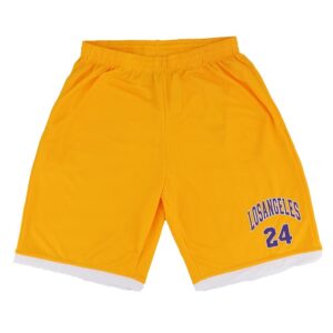 Men's Basketball Sports Shorts Gym Jogging Swim Board Boxing Sweat Casual Pants  Yellow - Los Angeles 24  S