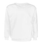 New Adult Unisex Plain Pullover Fleece Jumper Mens Long Sleeve Crew Neck Sweater  White  S