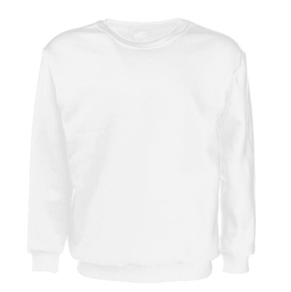 New Adult Unisex Plain Pullover Fleece Jumper Mens Long Sleeve Crew Neck Sweater  White  S