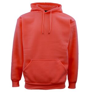 Adult Unisex Men's Basic Plain Hoodie Pullover Sweater Sweatshirt Jumper XS-8XL  Coral Pink  2XL