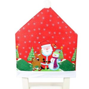 10x Christmas Chair Covers Dinner Table Santa Hat Snowman Home Décor Ornaments  Santa (10 Chair Covers)