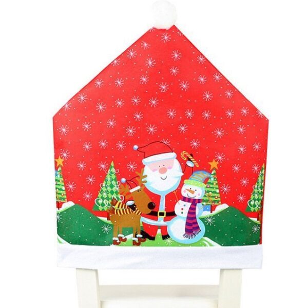 10x Christmas Chair Covers Dinner Table Santa Hat Snowman Home Décor Ornaments  Santa (10 Chair Covers)