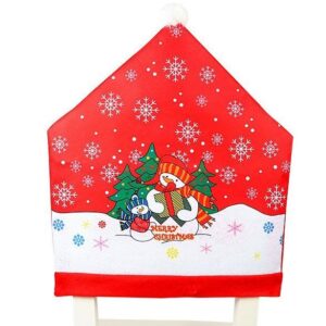 10x Christmas Chair Covers Dinner Table Santa Hat Snowman Home Décor Ornaments  Snowman (10 Chair Covers)