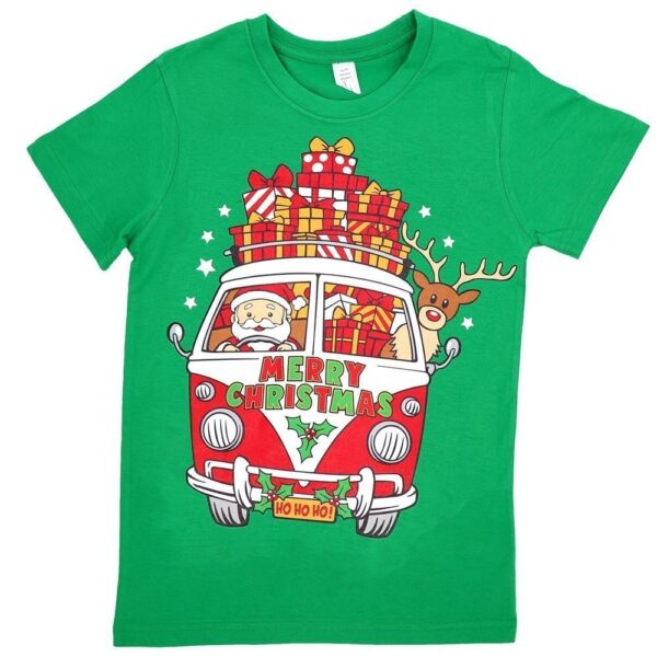 New Funny Adult Xmas Christmas T Shirt Tee Mens Womens 100% Cotton Jolly Ugly  Santa Drive Kombi (Green)  S