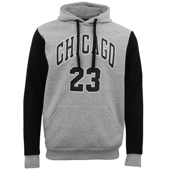 Men's Fleece Pullover Hoodie Jacket Chicago Bulls 23 Michael Jordan Sweat Shirt  Light Grey  S