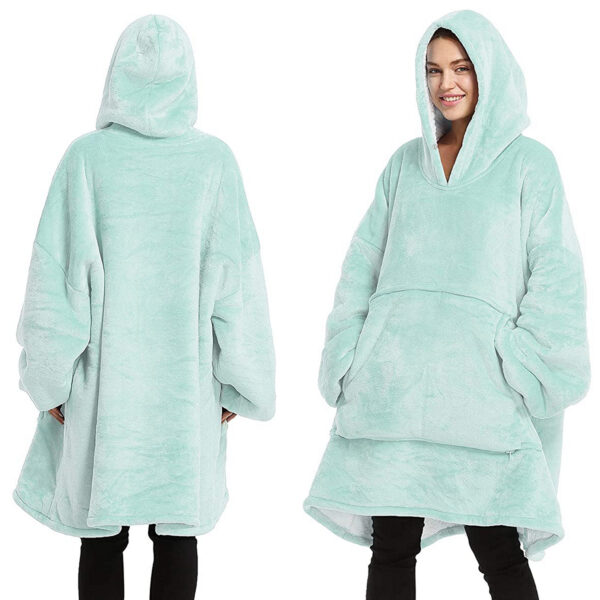 Oversized Soft Pullover Plain Hoodie Warm Fleece Blanket Plush Winter Sweatshirt  Aqua  Adult