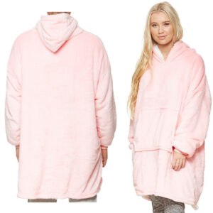 Oversized Soft Pullover Plain Hoodie Warm Fleece Blanket Plush Winter Sweatshirt  Baby Pink  Adult