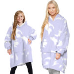 Oversized Soft Pullover Plain Hoodie Warm Fleece Blanket Plush Winter Sweatshirt  Purple Tie-Dye  Adult